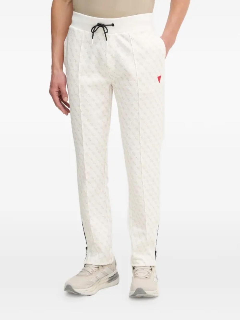 Guess Men's Cream Drawstring Track Pants - Casual Athletic Fit  medium